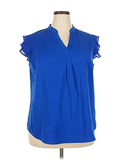 Pre-owned Assorted Brands Short Sleeve Blouse In Blue