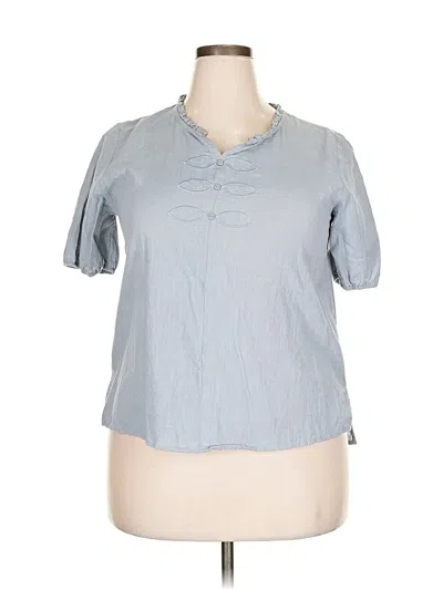 Pre-owned Assorted Brands Short Sleeve Blouse In Blue