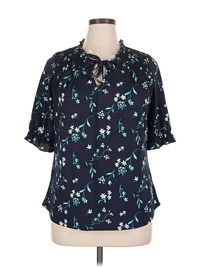 Pre-owned Assorted Brands Short Sleeve Blouse In Blue