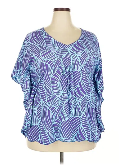Pre-owned Assorted Brands Short Sleeve Blouse In Blue