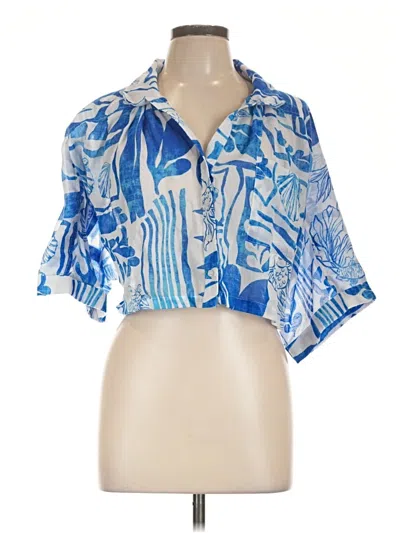 Pre-owned Assorted Brands Short Sleeve Blouse In Blue