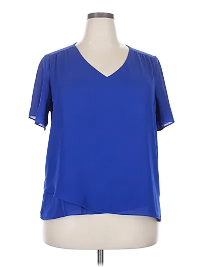 Pre-owned Assorted Brands Short Sleeve Blouse In Blue