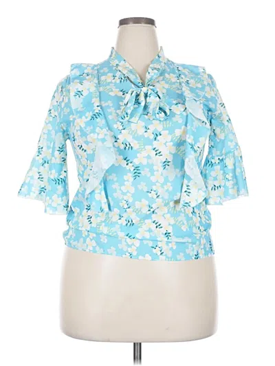 Pre-owned Assorted Brands Short Sleeve Blouse In Blue