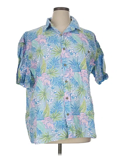 Pre-owned Assorted Brands Short Sleeve Blouse In Blue