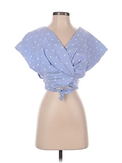 Pre-owned Assorted Brands Short Sleeve Blouse In Blue