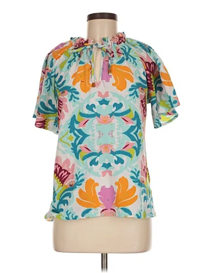 Pre-owned Assorted Brands Short Sleeve Blouse In Blue
