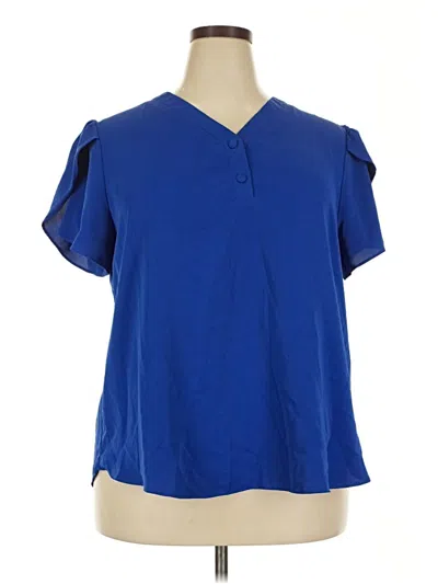 Pre-owned Assorted Brands Short Sleeve Blouse In Blue