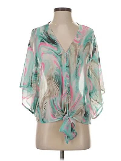 Pre-owned Assorted Brands Short Sleeve Blouse In Blue