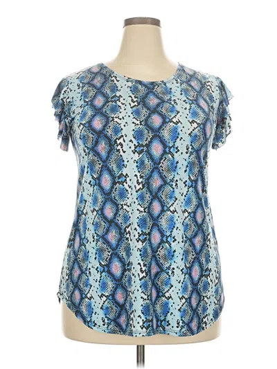 Pre-owned Assorted Brands Short Sleeve Blouse In Blue
