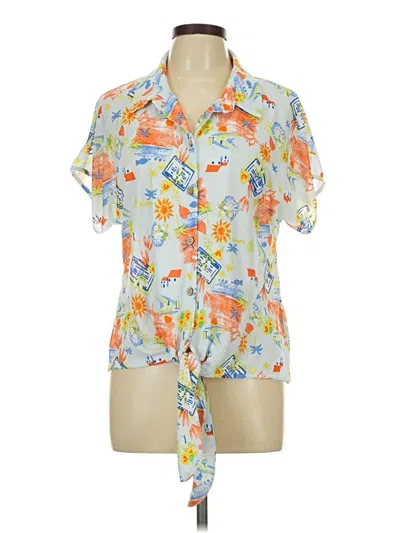 Pre-owned Assorted Brands Short Sleeve Blouse In Blue