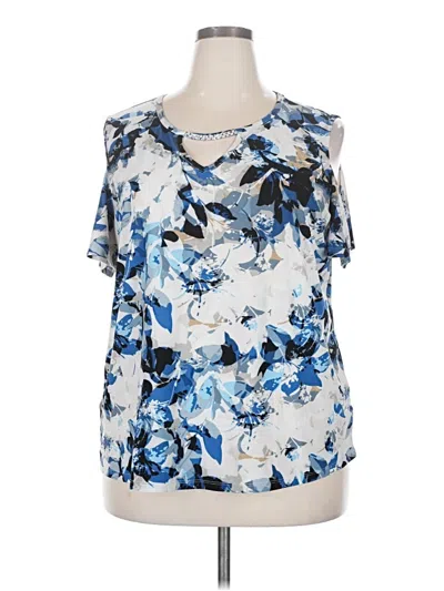 Pre-owned Assorted Brands Short Sleeve Blouse In Blue