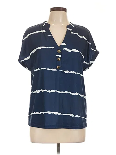 Pre-owned Assorted Brands Short Sleeve Blouse In Blue