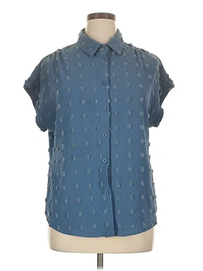 Pre-owned Assorted Brands Short Sleeve Blouse In Blue