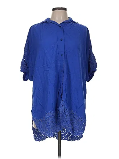 Pre-owned Assorted Brands Short Sleeve Blouse In Blue