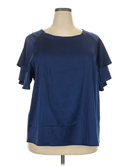 Pre-owned Assorted Brands Short Sleeve Blouse In Blue
