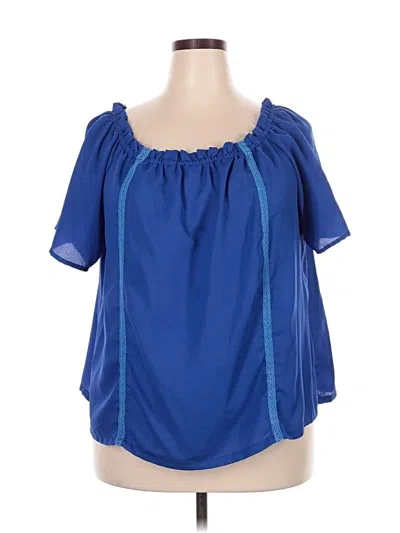 Pre-owned Assorted Brands Short Sleeve Blouse In Blue