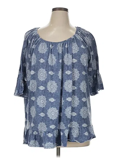 Pre-owned Assorted Brands Short Sleeve Blouse In Blue