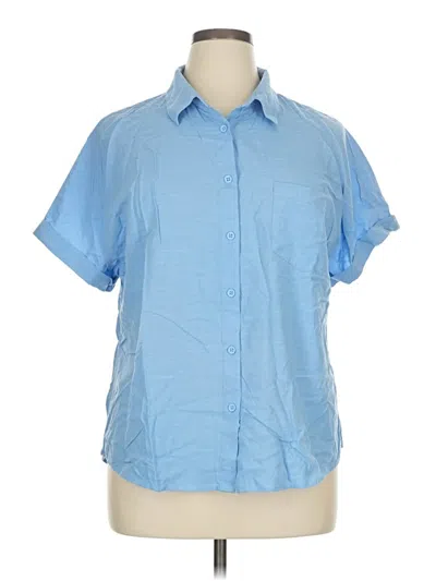 Pre-owned Assorted Brands Short Sleeve Blouse In Blue