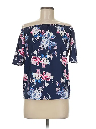 Pre-owned Assorted Brands Short Sleeve Blouse In Blue
