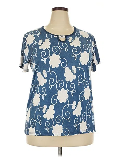 Pre-owned Assorted Brands Short Sleeve Blouse In Blue