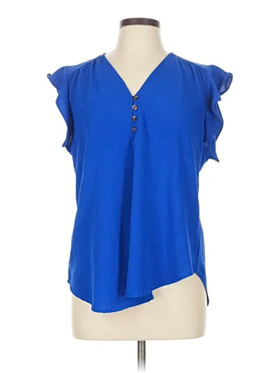 Pre-owned Assorted Brands Short Sleeve Blouse In Blue