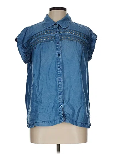 Pre-owned Assorted Brands Short Sleeve Blouse In Blue