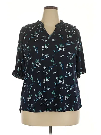 Pre-owned Assorted Brands Short Sleeve Blouse In Blue