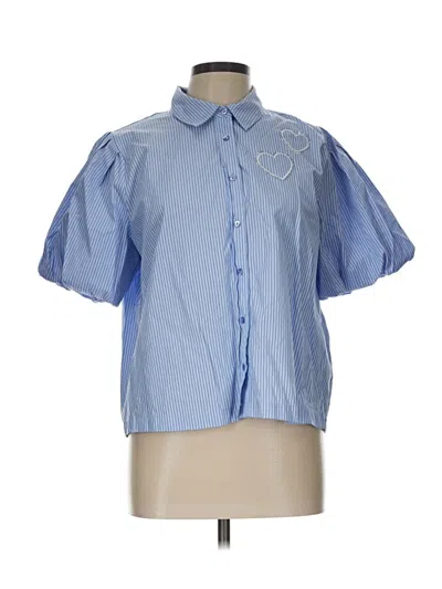 Pre-owned Assorted Brands Short Sleeve Blouse In Blue