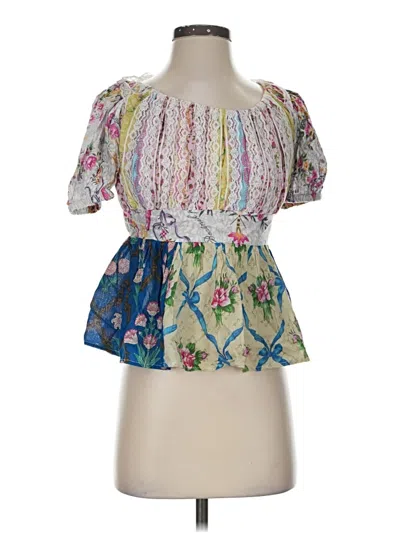 Pre-owned Assorted Brands Short Sleeve Blouse In Blue