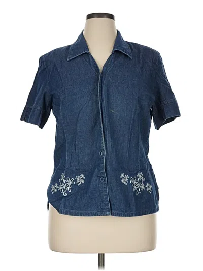 Pre-owned Assorted Brands Short Sleeve Blouse In Blue