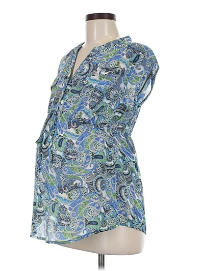 Pre-owned Assorted Brands Short Sleeve Blouse In Blue