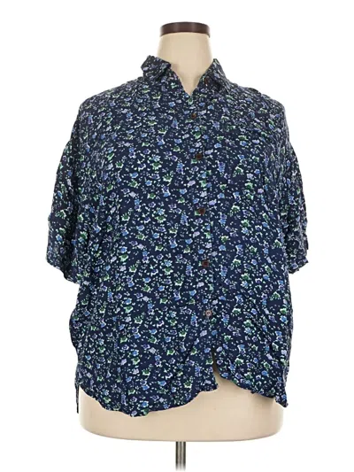 Pre-owned Assorted Brands Short Sleeve Blouse In Blue
