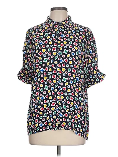 Pre-owned Assorted Brands Short Sleeve Blouse In Blue