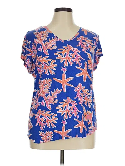 Pre-owned Assorted Brands Short Sleeve Blouse In Blue