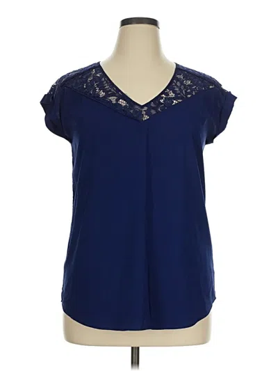 Pre-owned Assorted Brands Short Sleeve Blouse In Blue