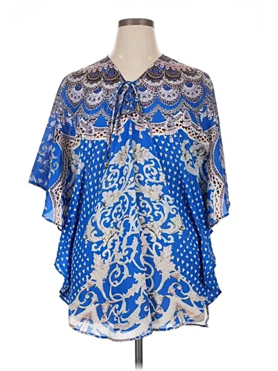 Pre-owned Assorted Brands Short Sleeve Blouse In Blue