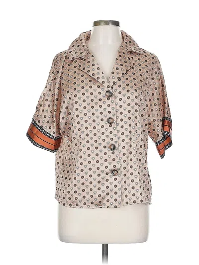 Pre-owned Assorted Brands Short Sleeve Blouse In Brown