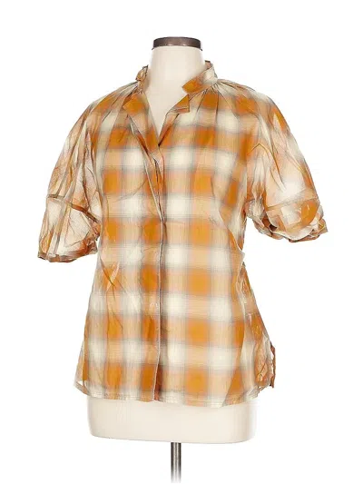 Pre-owned Assorted Brands Short Sleeve Blouse In Brown
