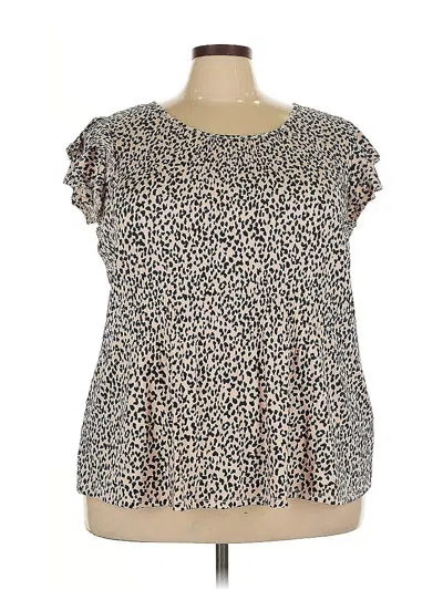 Pre-owned Assorted Brands Short Sleeve Blouse In Brown