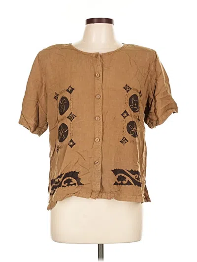 Pre-owned Assorted Brands Short Sleeve Blouse In Brown