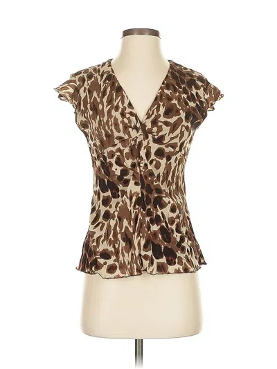 Pre-owned Assorted Brands Short Sleeve Blouse In Brown