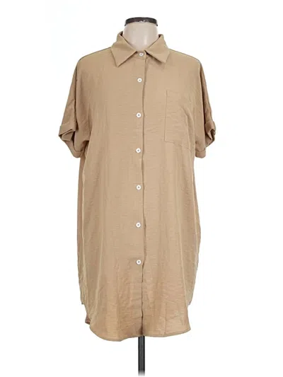 Pre-owned Assorted Brands Short Sleeve Blouse In Brown