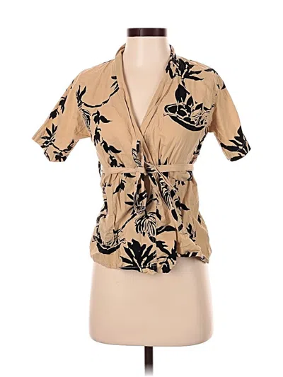 Pre-owned Assorted Brands Short Sleeve Blouse In Brown