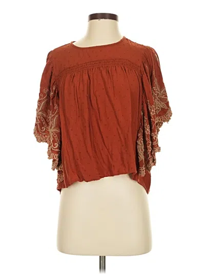 Pre-owned Assorted Brands Short Sleeve Blouse In Brown