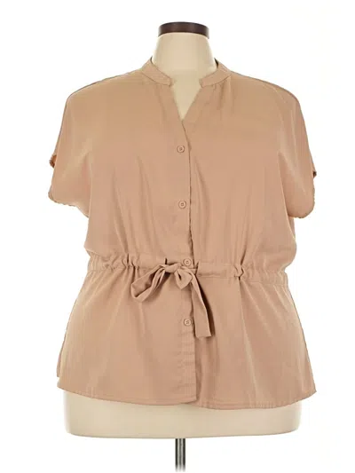 Pre-owned Assorted Brands Short Sleeve Blouse In Brown
