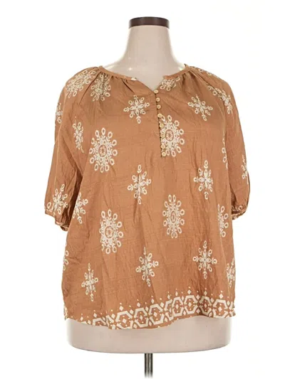 Pre-owned Assorted Brands Short Sleeve Blouse In Brown