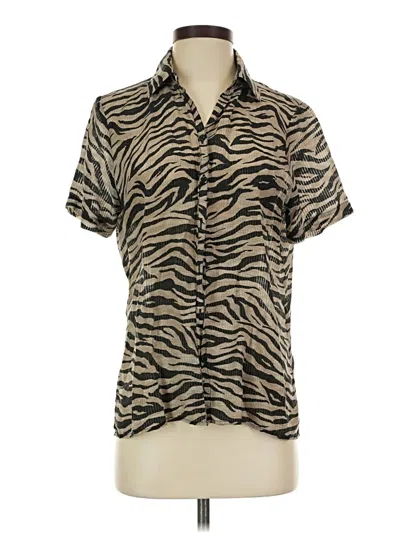 Pre-owned Assorted Brands Short Sleeve Blouse In Brown