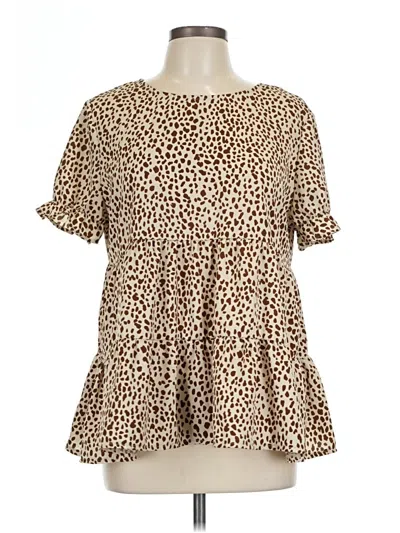 Pre-owned Assorted Brands Short Sleeve Blouse In Brown