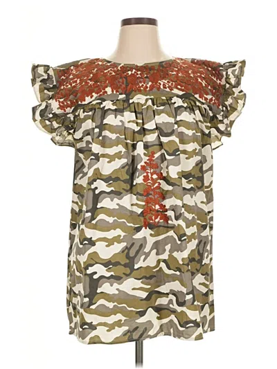 Pre-owned Assorted Brands Short Sleeve Blouse In Brown