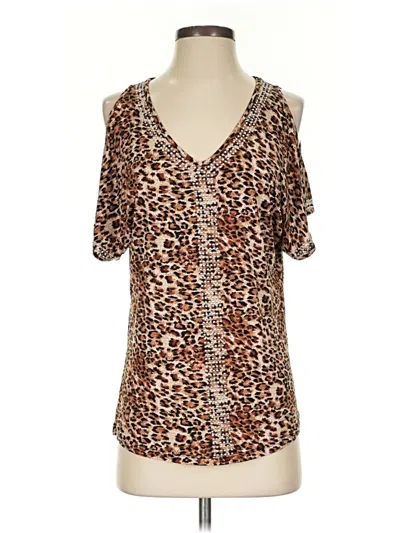Pre-owned Assorted Brands Short Sleeve Blouse In Brown